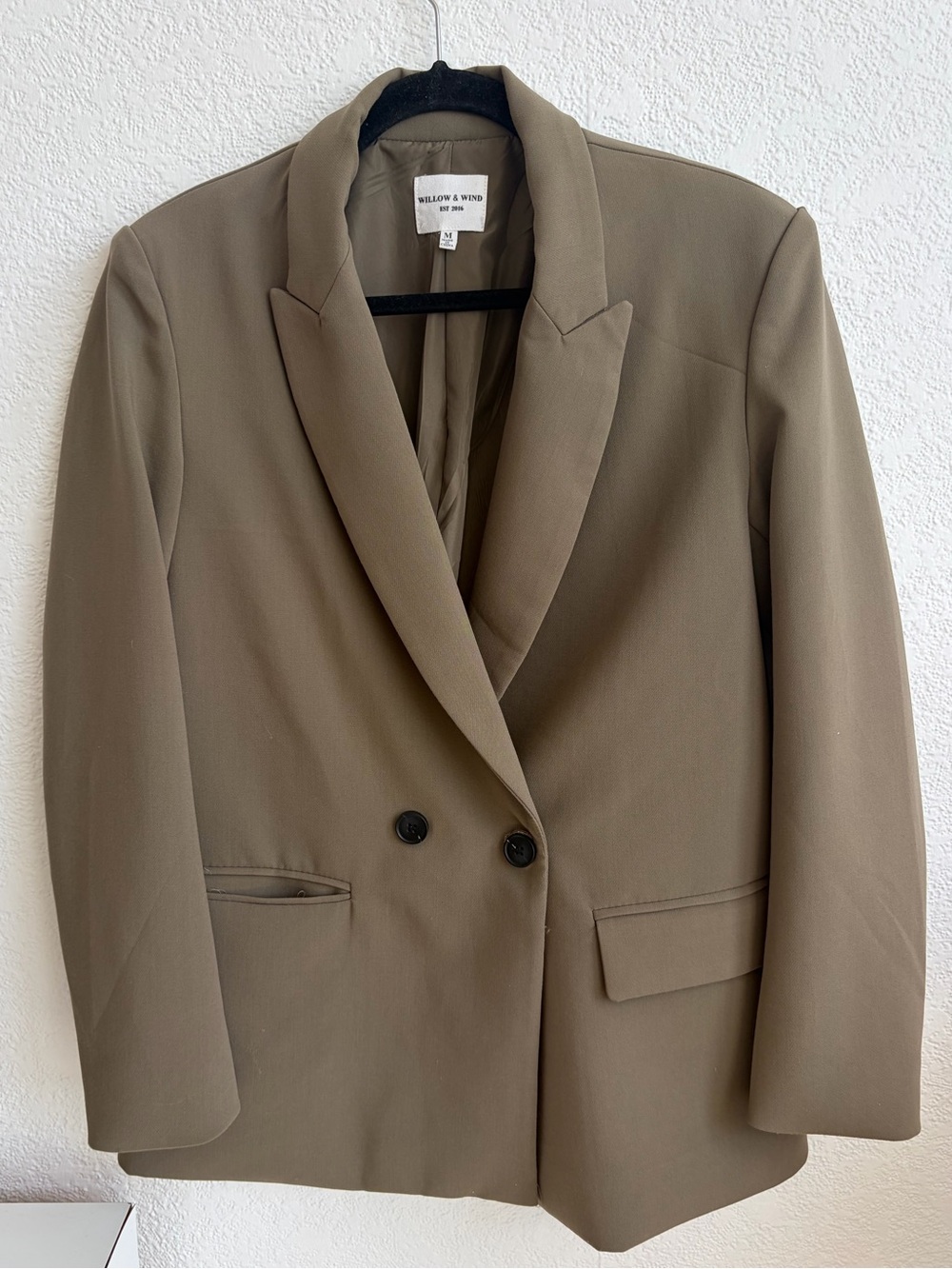 Taupe Double Breasted Oversized Blazer Structured Size M
